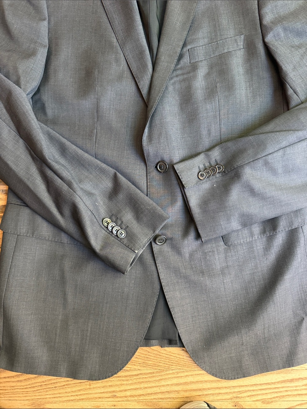 Hugo Boss Men's The Jam Dark wool Charcoal Two-Button Suit Blazer 42L EUC - Picture 9 of 11